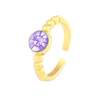 Mother Of Pearl Cubic Zirconia 18K Gold Free Size Ring For Women Bulk