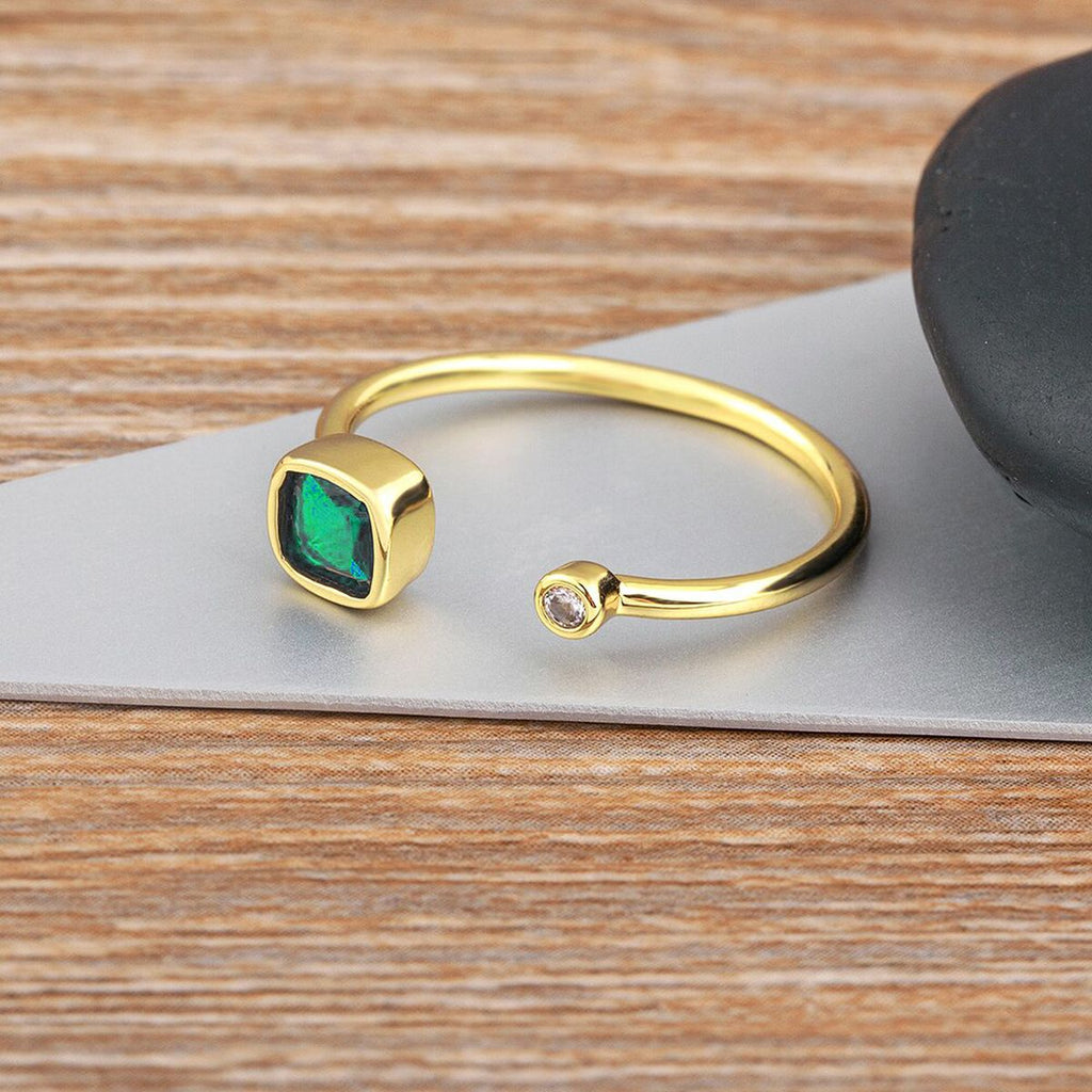 Cushion Cut CZ 18K Gold Anti Tarnish Copper Free Size Ring Bulk