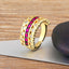 Ruby Pink Love Heart Cubic Zirconia 18K Gold Open Back Ring Women Bulk