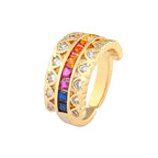 Ruby Pink Love Heart Cubic Zirconia 18K Gold Open Back Ring Women Bulk