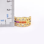 Ruby Pink Love Heart Cubic Zirconia 18K Gold Open Back Ring Women Bulk