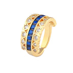 Ruby Pink Love Heart Cubic Zirconia 18K Gold Open Back Ring Women Bulk