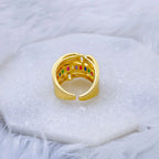 Belt Buckle Cubic Zirconia 18K Gold Copper Open Back Ring Women Bulk