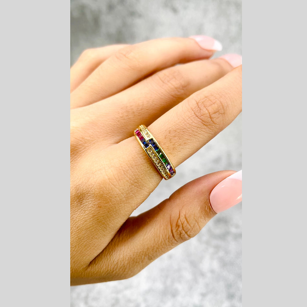 Ruby Red Copper Zig Zag Cubic Zirconia 18K Gold Open Back Ring Bulk