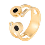 Roman Numbers Double Circle 18K Gold Stainless Steel Ring Women Bulk