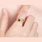 Roman Numbers Double Circle 18K Gold Stainless Steel Ring Women Bulk