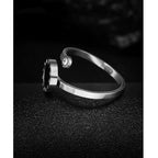Roman Numbers Circle Black Silver CZ Stainless Steel Ring Bulk