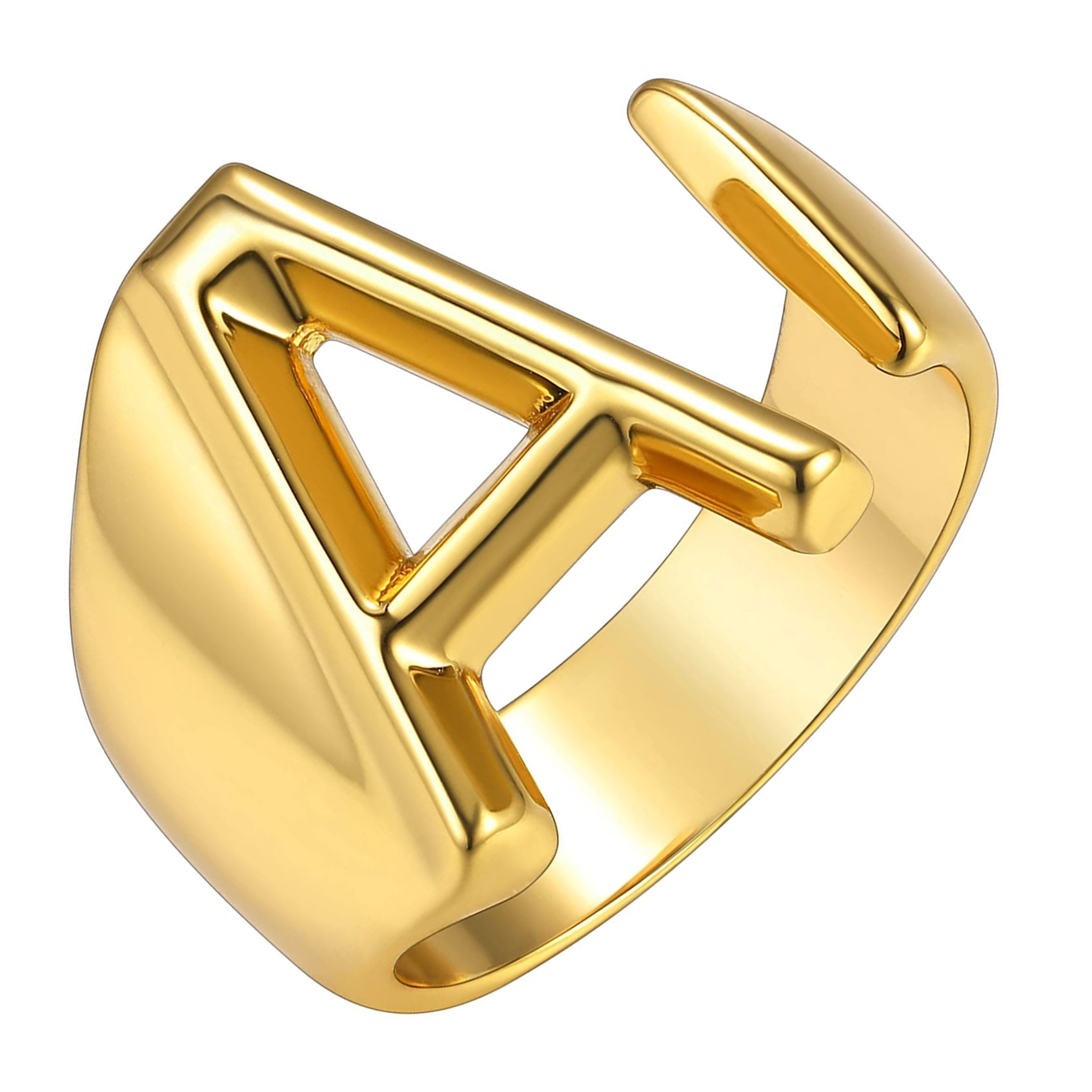 A Initial Letter Alphabet Name Hollow Chunky Gold Ring Bulk