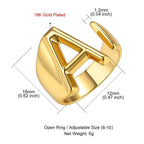 A Initial Letter Alphabet Name Hollow Chunky Gold Ring Bulk
