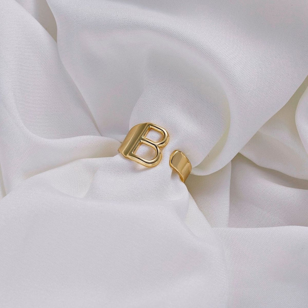 A Initial Letter Alphabet Name Hollow Chunky Gold Ring Bulk