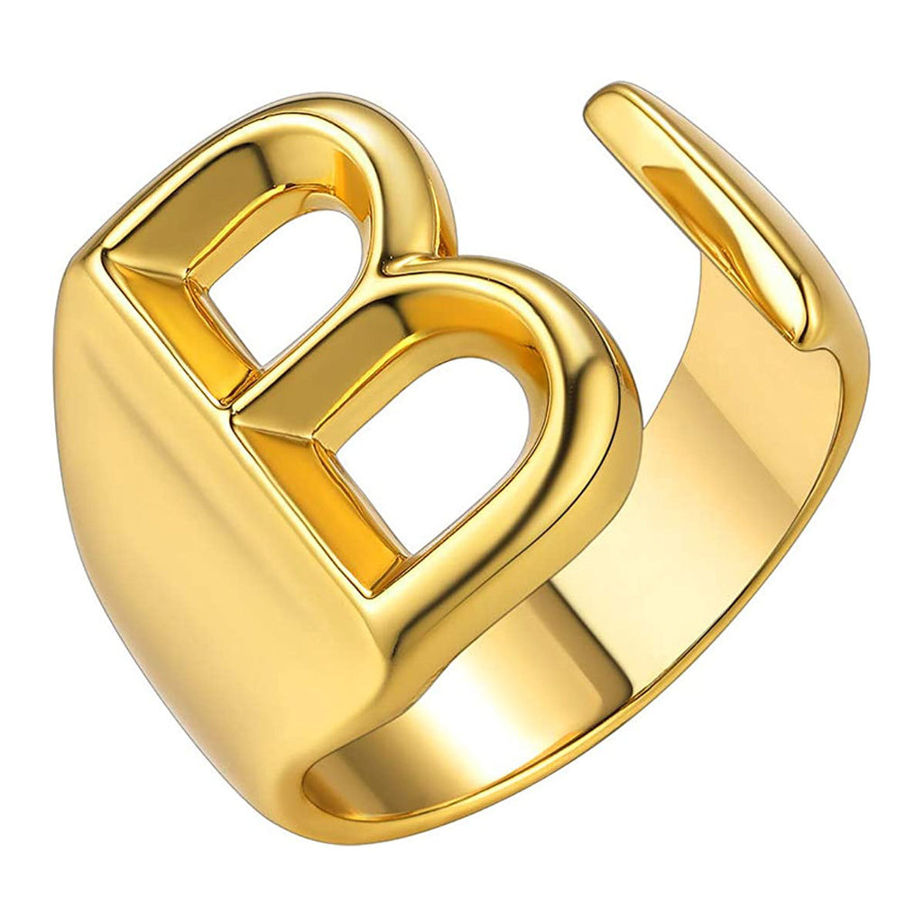 A Initial Letter Alphabet Name Hollow Chunky Gold Ring Bulk