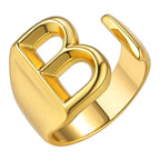A Initial Letter Alphabet Name Hollow Chunky Gold Ring Bulk