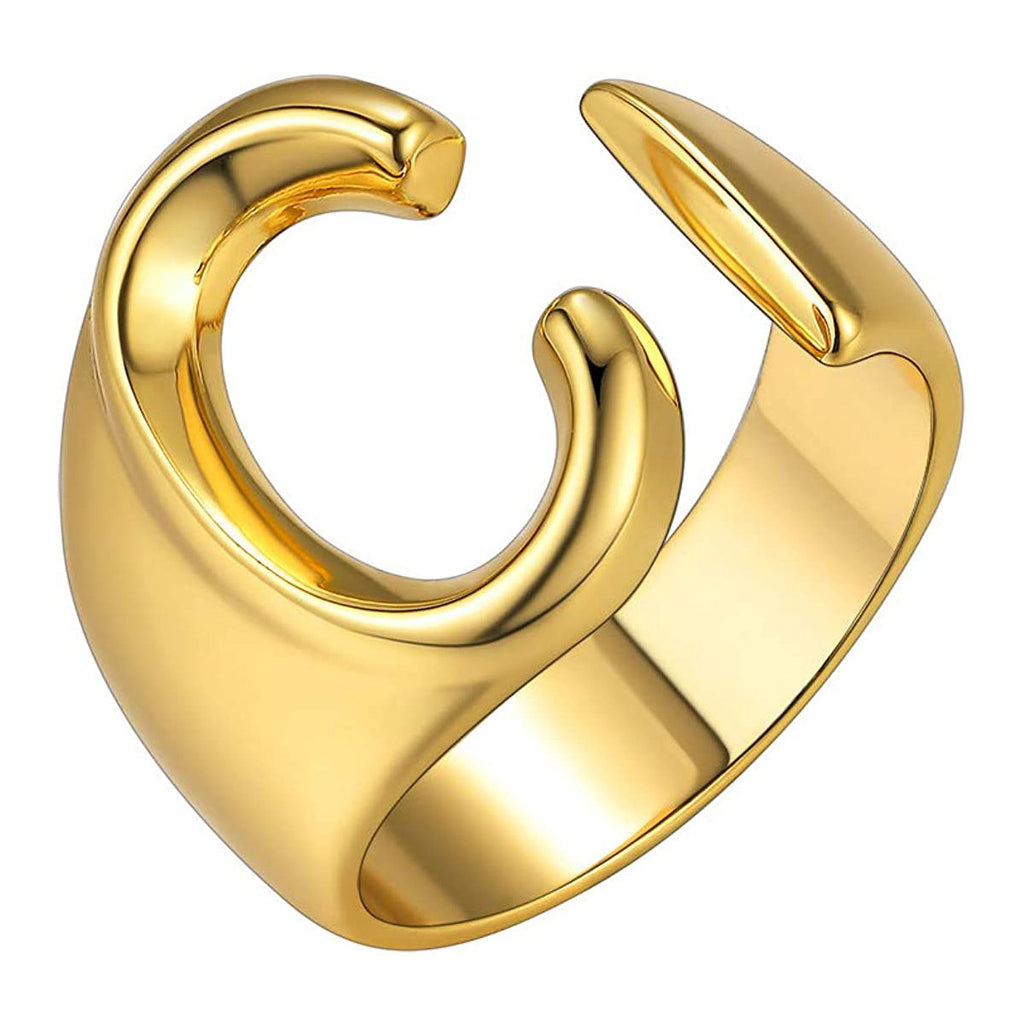 A Initial Letter Alphabet Name Hollow Chunky Gold Ring Bulk