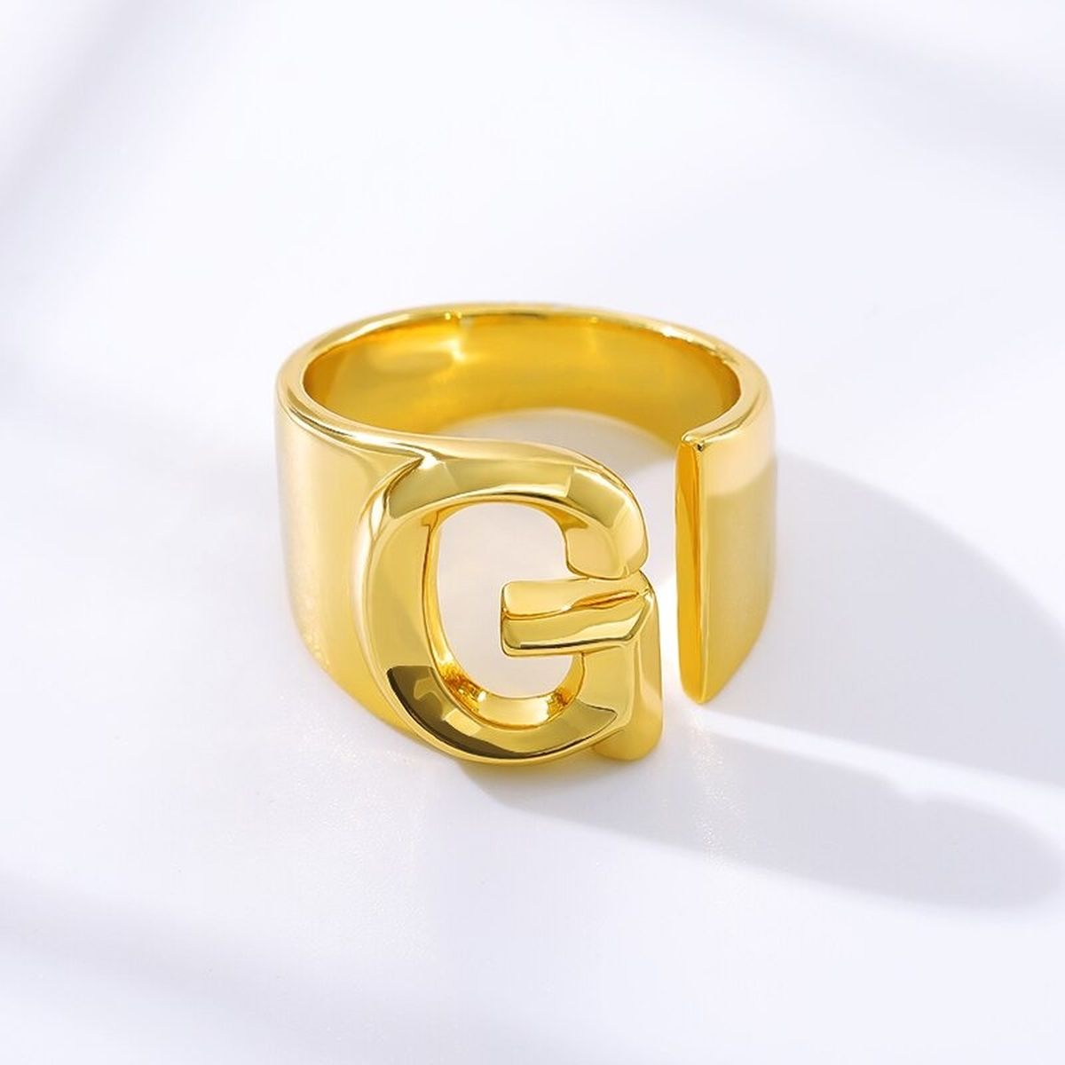 A Initial Letter Alphabet Name Hollow Chunky Gold Ring Bulk