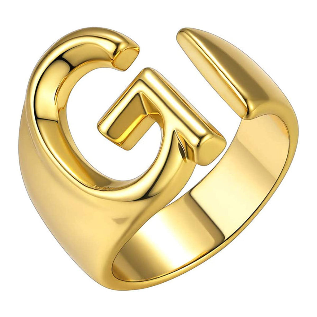 A Initial Letter Alphabet Name Hollow Chunky Gold Ring Bulk