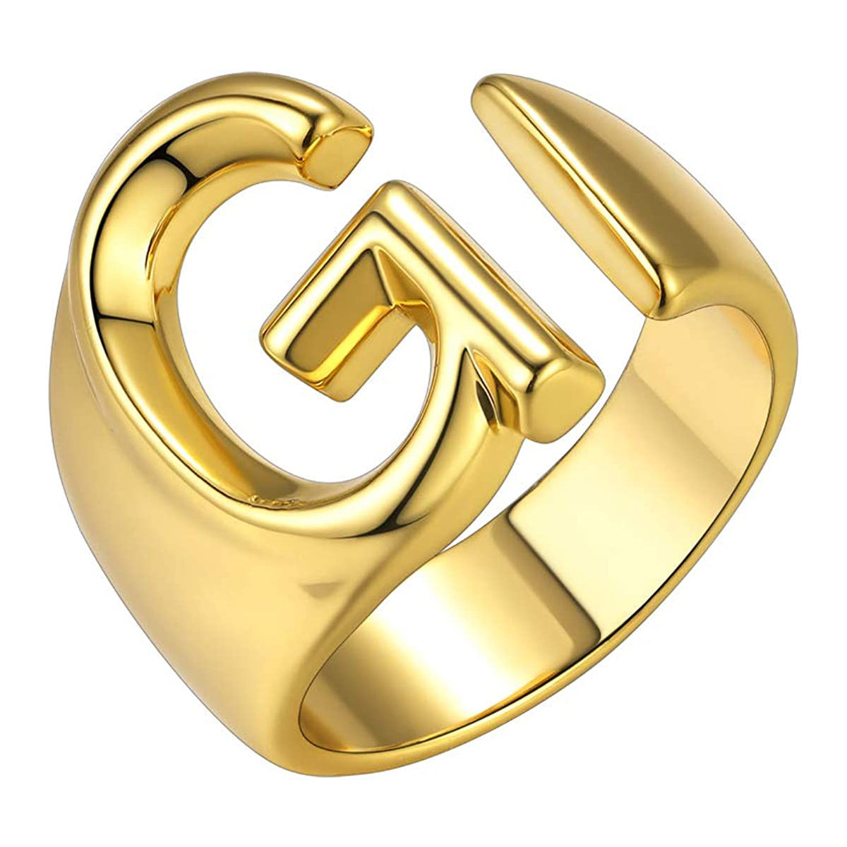 A Initial Letter Alphabet Name Hollow Chunky Gold Ring Bulk