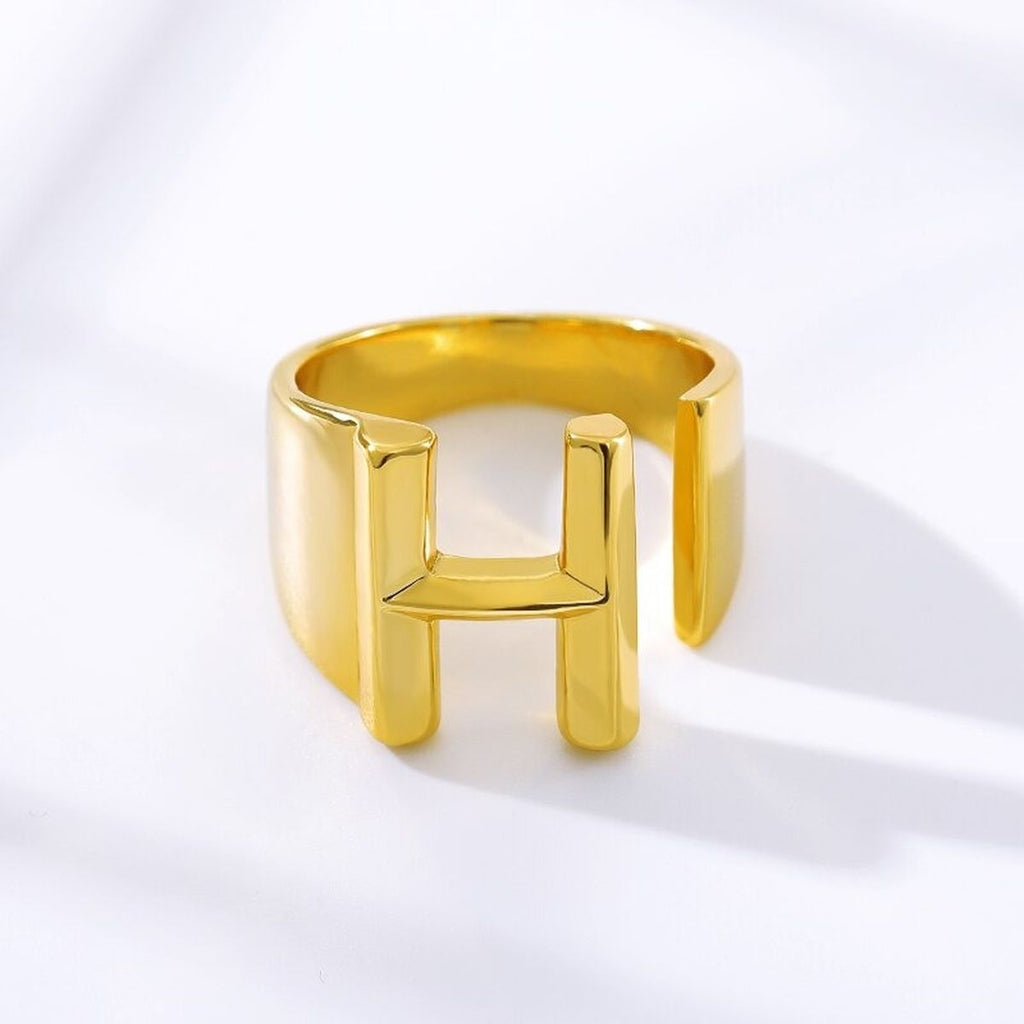A Initial Letter Alphabet Name Hollow Chunky Gold Ring Bulk
