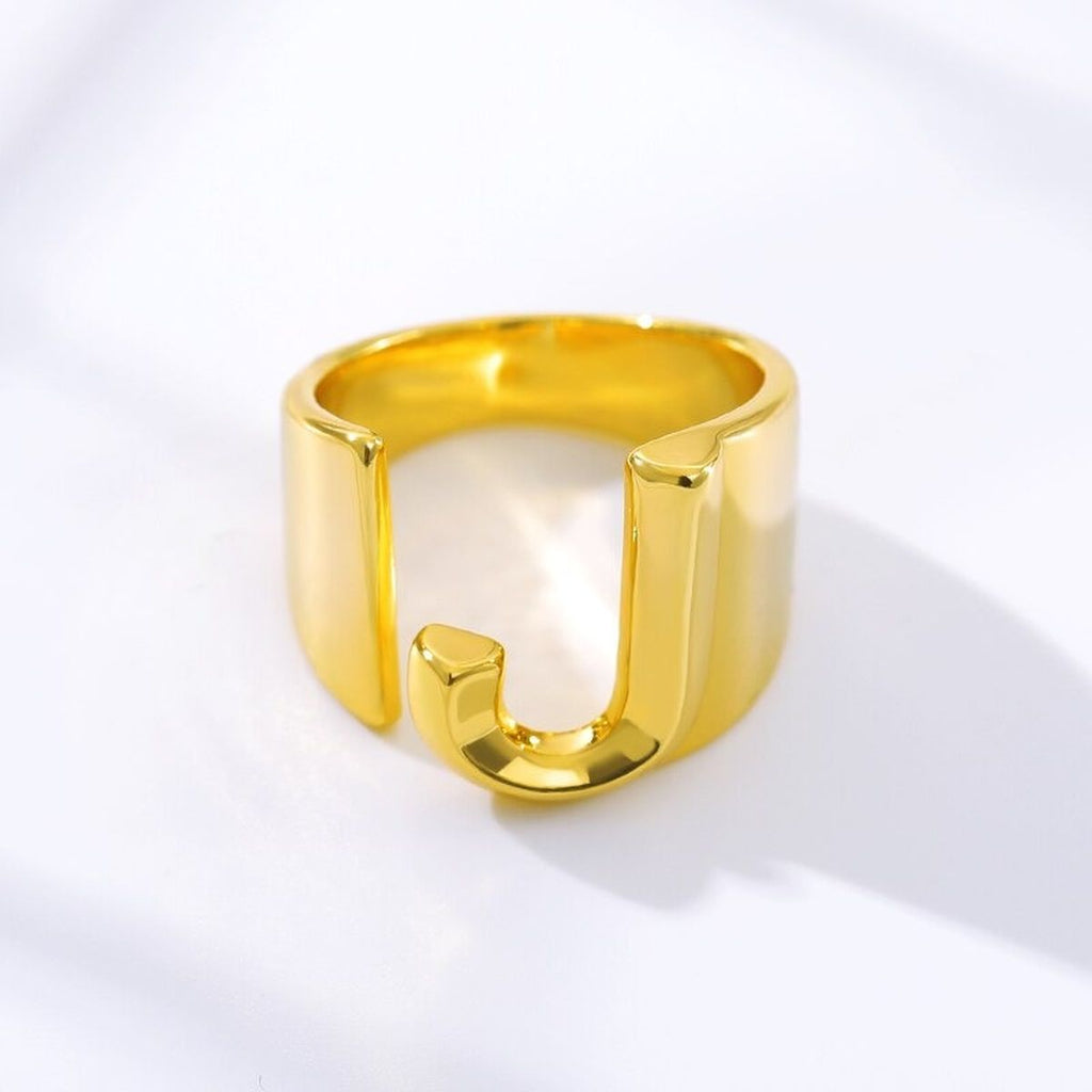 A Initial Letter Alphabet Name Hollow Chunky Gold Ring Bulk