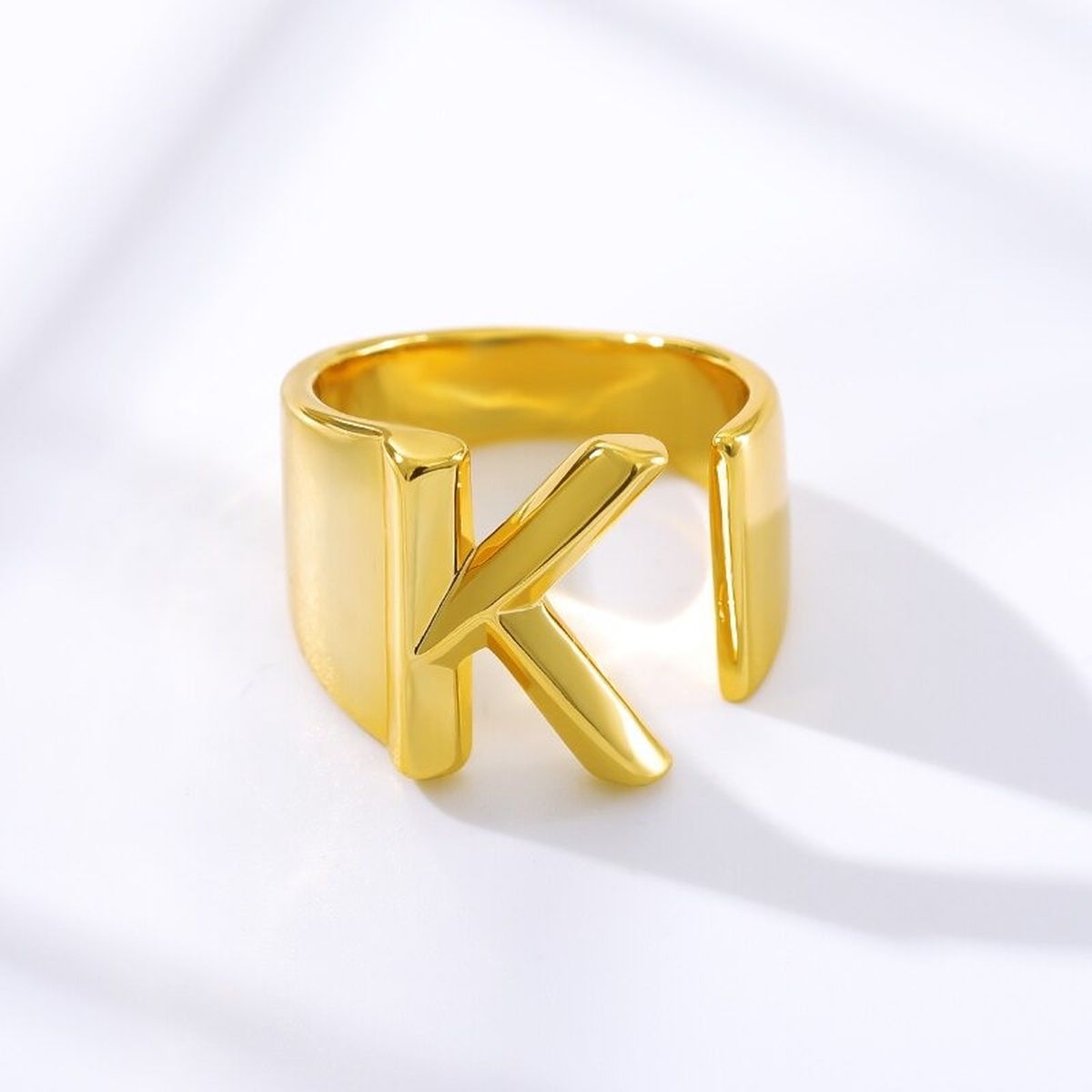 A Initial Letter Alphabet Name Hollow Chunky Gold Ring Bulk