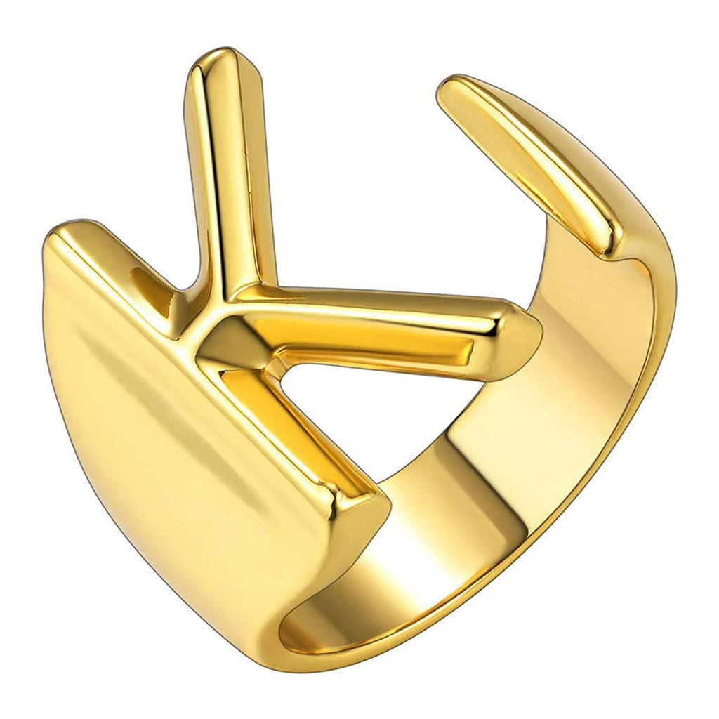 A Initial Letter Alphabet Name Hollow Chunky Gold Ring Bulk