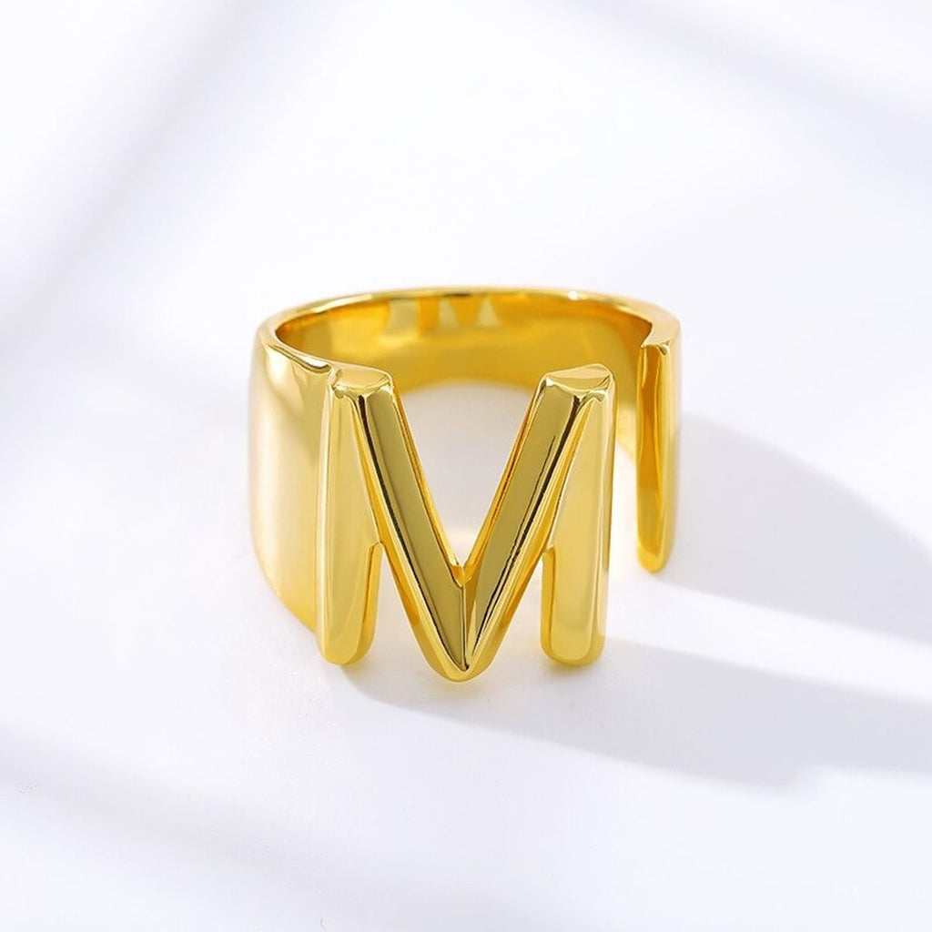 A Initial Letter Alphabet Name Hollow Chunky Gold Ring Bulk