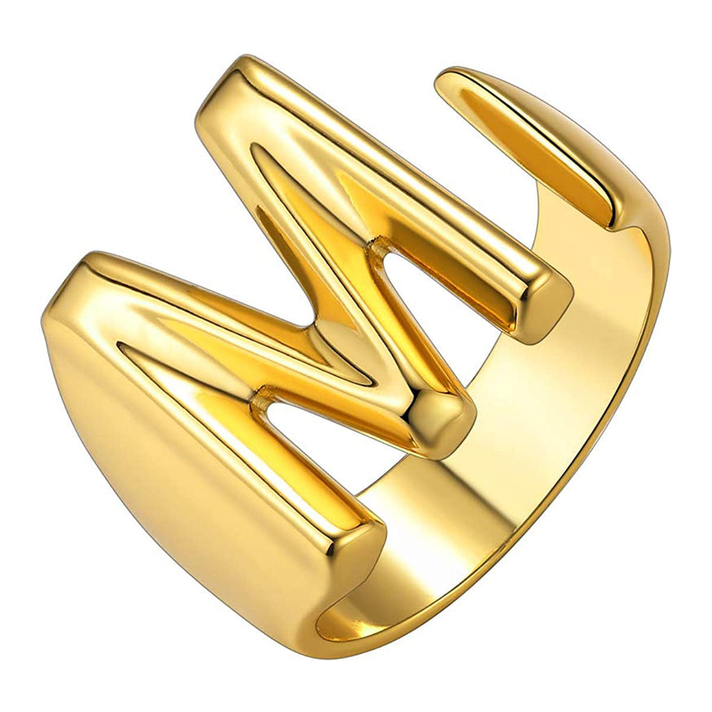 A Initial Letter Alphabet Name Hollow Chunky Gold Ring Bulk