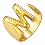 A Initial Letter Alphabet Name Hollow Chunky Gold Ring Bulk