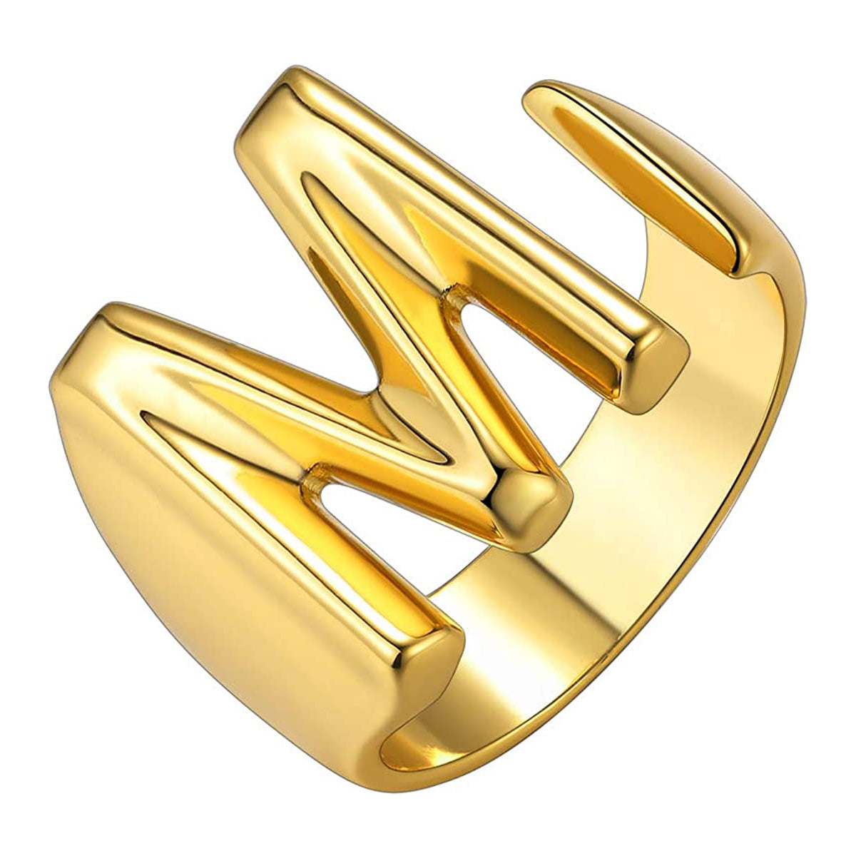 A Initial Letter Alphabet Name Hollow Chunky Gold Ring Bulk