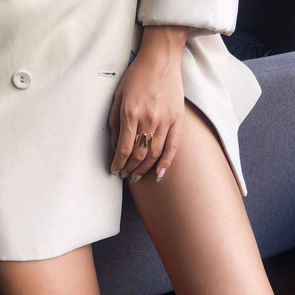 A Initial Letter Alphabet Name Hollow Chunky Gold Ring Bulk