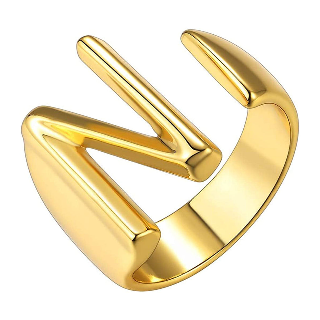 A Initial Letter Alphabet Name Hollow Chunky Gold Ring Bulk