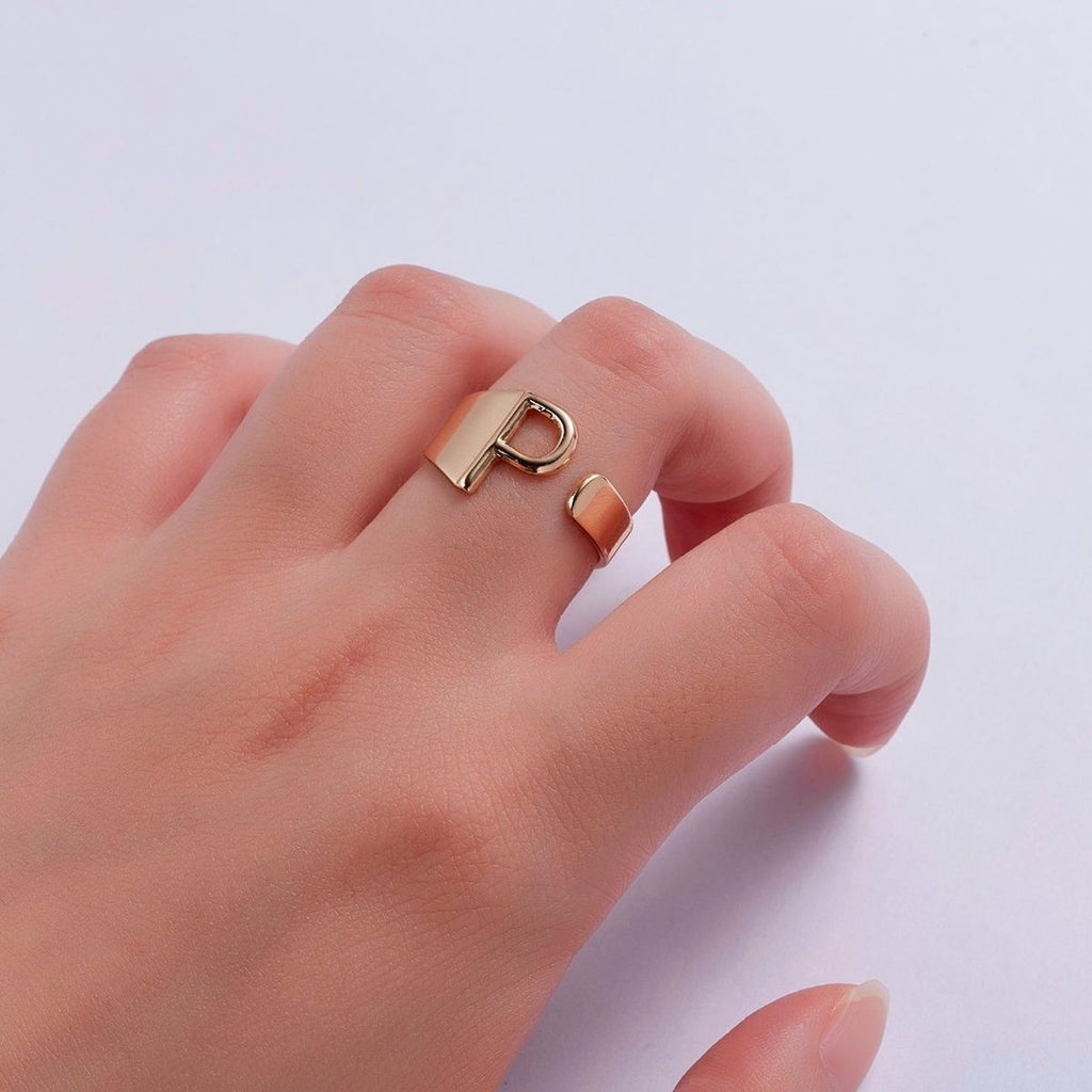 A Initial Letter Alphabet Name Hollow Chunky Gold Ring Bulk