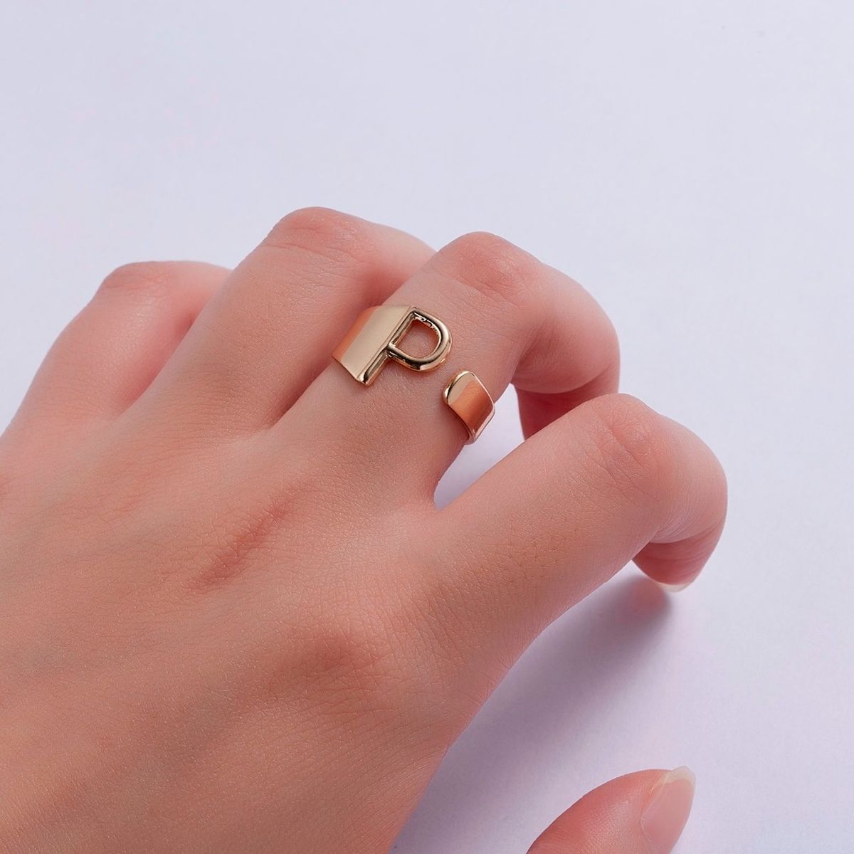 A Initial Letter Alphabet Name Hollow Chunky Gold Ring Bulk
