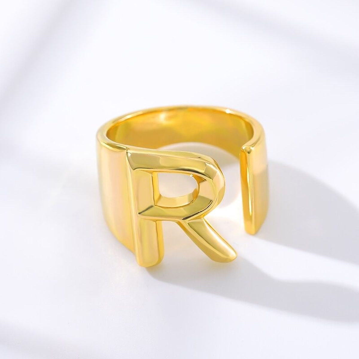 A Initial Letter Alphabet Name Hollow Chunky Gold Ring Bulk
