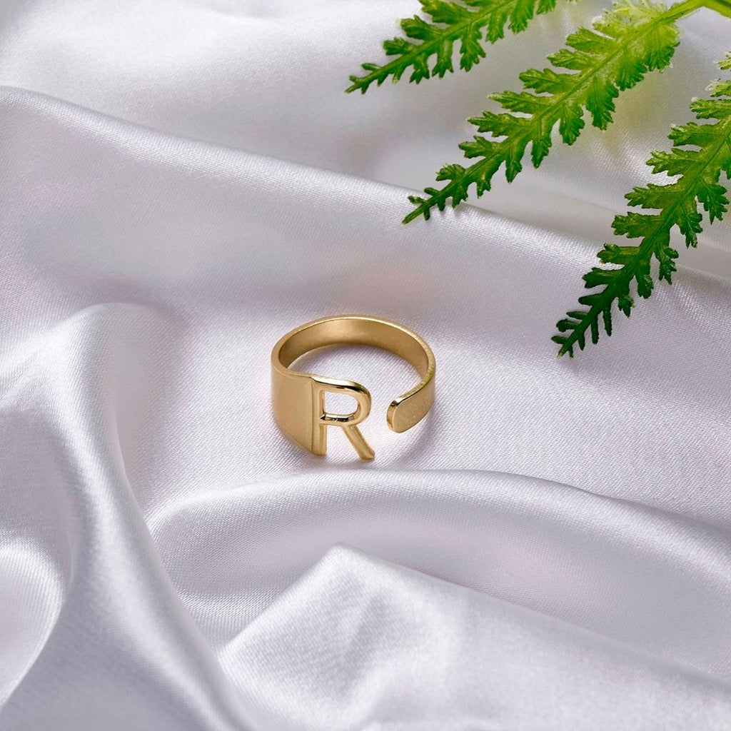 A Initial Letter Alphabet Name Hollow Chunky Gold Ring Bulk