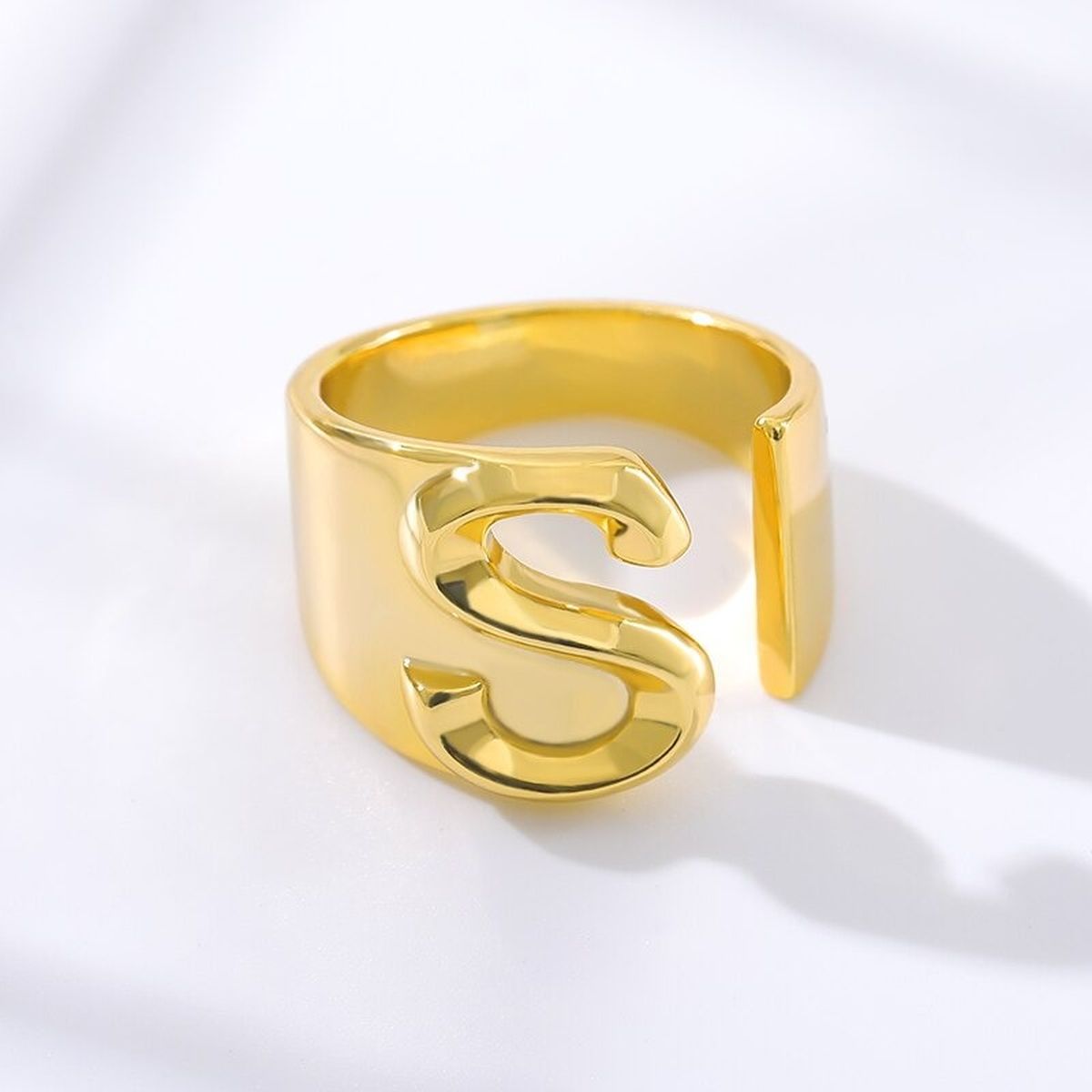 A Initial Letter Alphabet Name Hollow Chunky Gold Ring Bulk