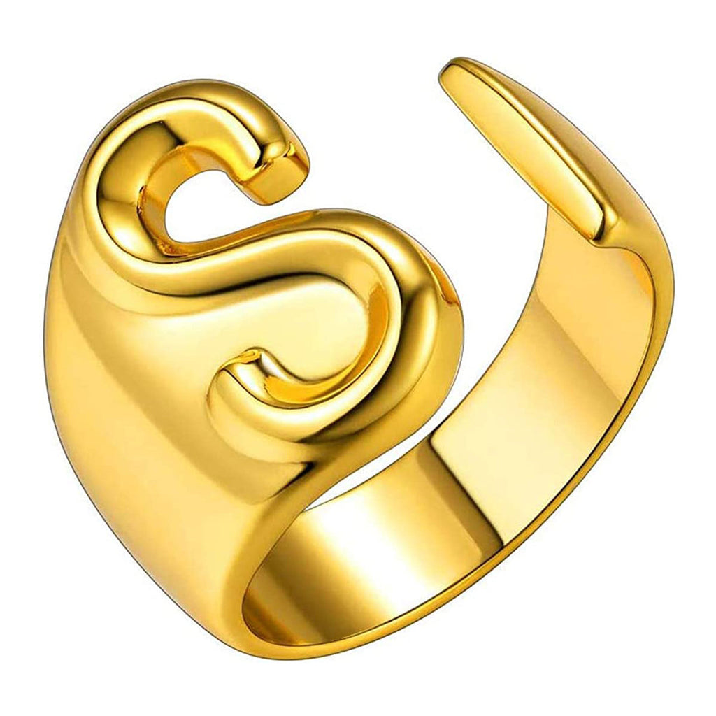 A Initial Letter Alphabet Name Hollow Chunky Gold Ring Bulk