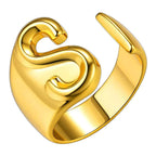 A Initial Letter Alphabet Name Hollow Chunky Gold Ring Bulk