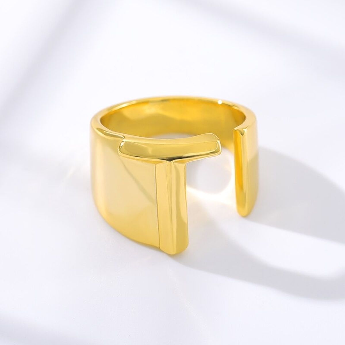 A Initial Letter Alphabet Name Hollow Chunky Gold Ring Bulk