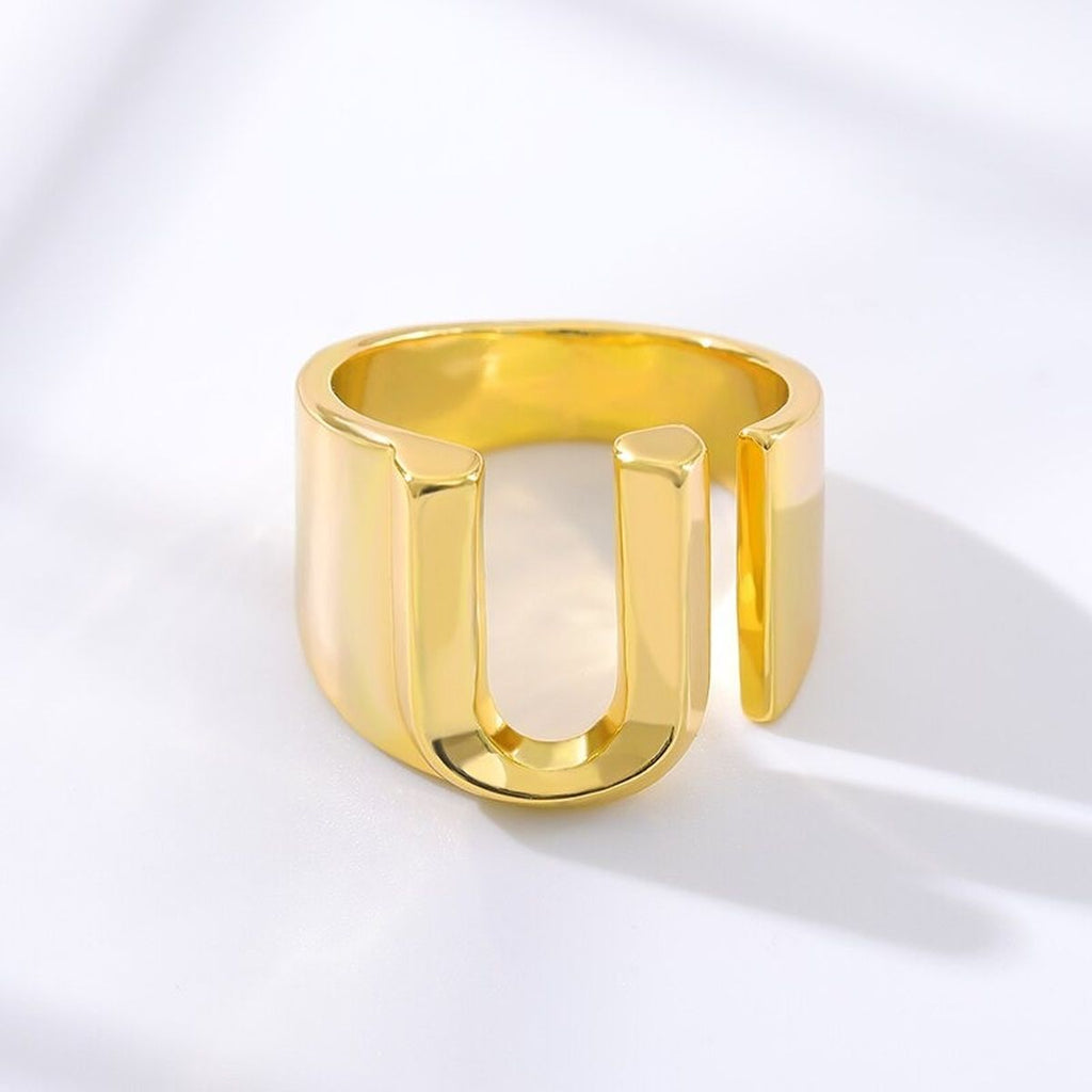 A Initial Letter Alphabet Name Hollow Chunky Gold Ring Bulk