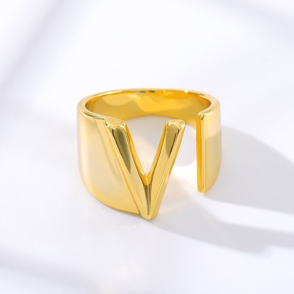 A Initial Letter Alphabet Name Hollow Chunky Gold Ring Bulk