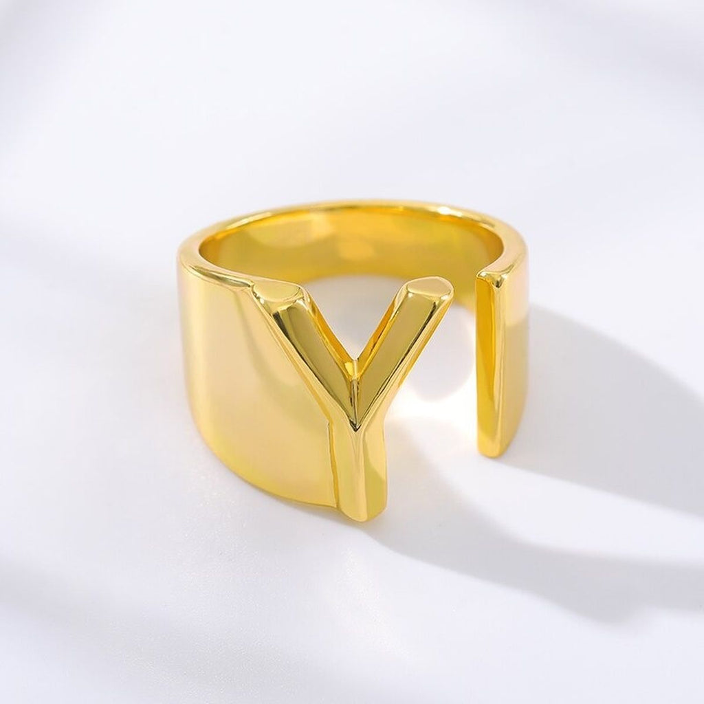 A Initial Letter Alphabet Name Hollow Chunky Gold Ring Bulk
