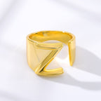 A Initial Letter Alphabet Name Hollow Chunky Gold Ring Bulk
