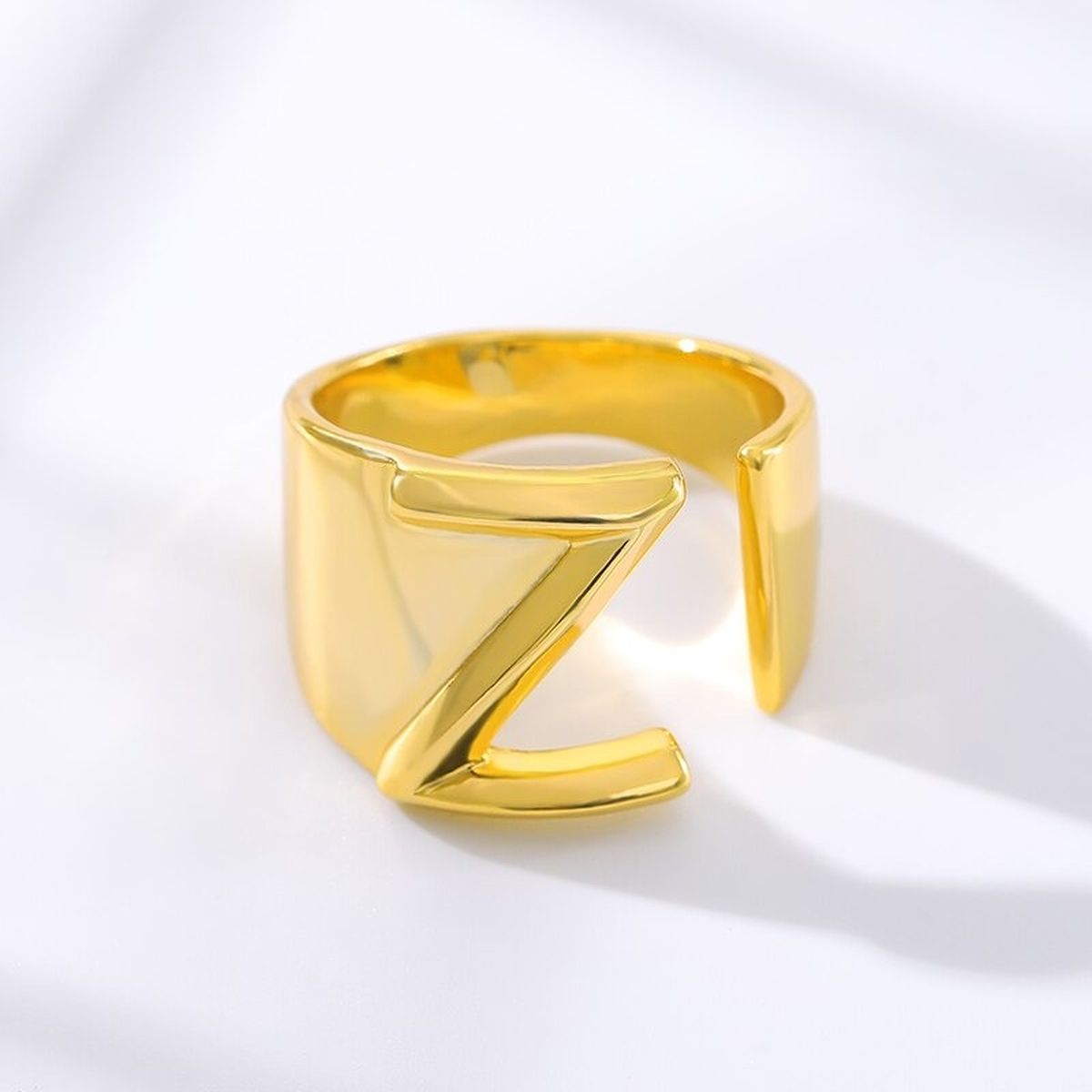 A Initial Letter Alphabet Name Hollow Chunky Gold Ring Bulk