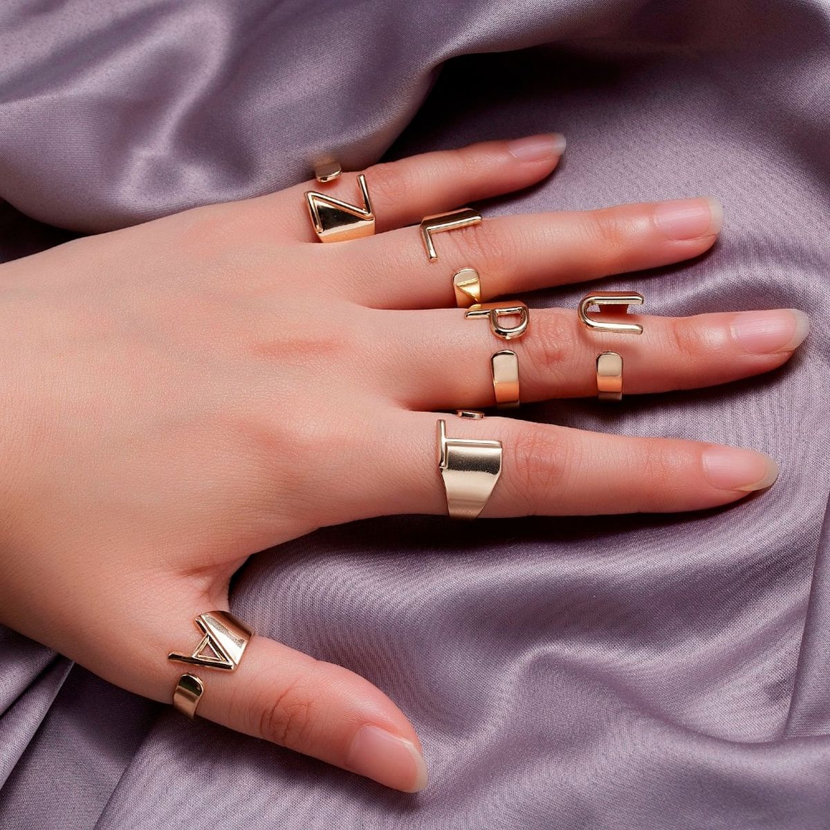 A Initial Letter Alphabet Name Hollow Chunky Gold Ring Bulk