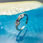 Rainbow Multi Color Baguette Cubic Zirconia Gold Open Back Ring Bulk