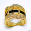 Belt Buckle Black Cubic Zirconia 18K Gold Copper Open Back Ring Bulk
