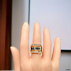 Belt Buckle Black Cubic Zirconia 18K Gold Copper Open Back Ring Bulk