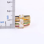 Rainbow Multi Color Fancy Cubic Zirconia Heart 18K Gold Ring Bulk