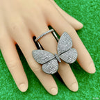 Moving Flying Fidget Butterfly Silver Open Back Free Size Ring Bulk