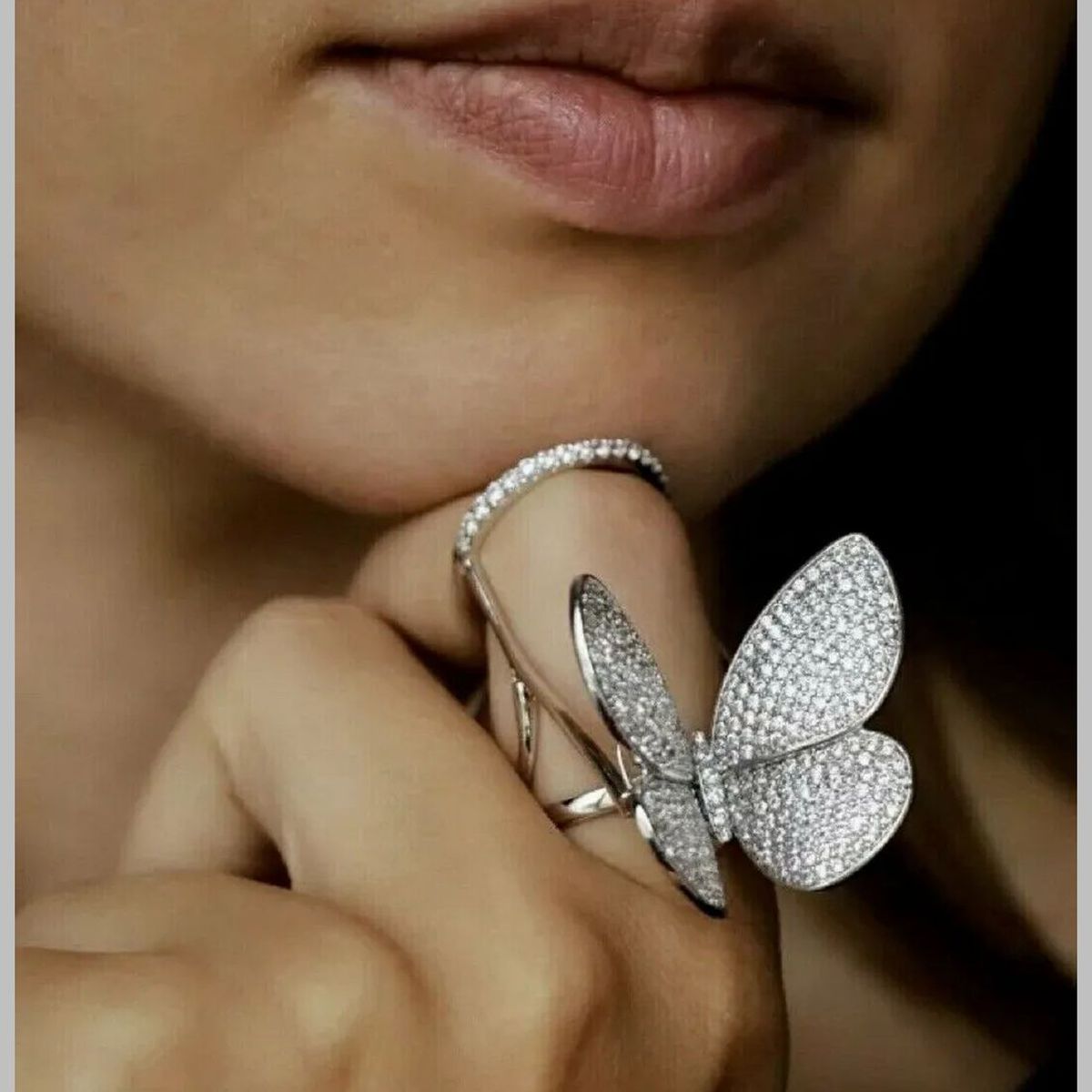 Moving Flying Fidget Butterfly Silver Open Back Free Size Ring Bulk